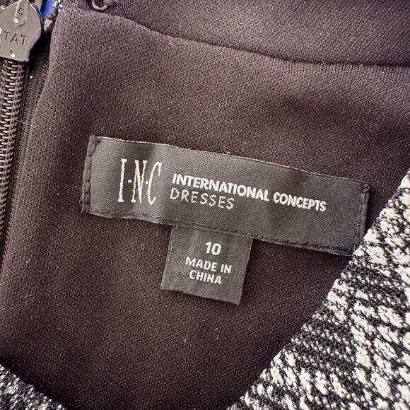 INC International Concepts 10 Mock Neck Dress Metallic Reptile Print Black - Picture 3 of 8